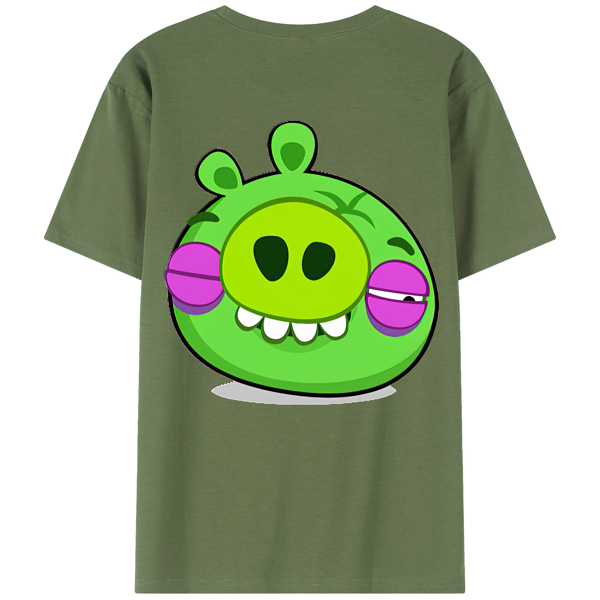 （画像用） Angry Birds アングリーバード 綿100％ メンズ半袖Tシャツ（バックプリント） 通気性